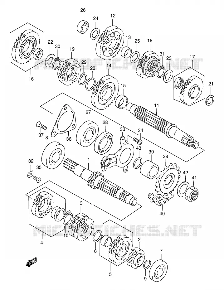 TRANSMISSION (MODELE X/Y/K1) Suzuki MOTO 1000 TL-S 2000  TL1000SY(E2)