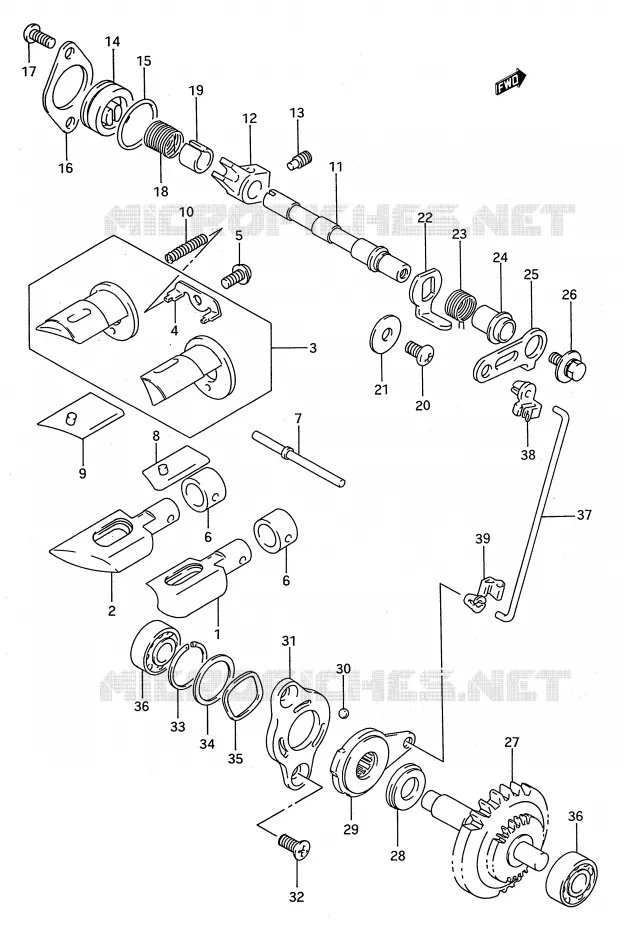 VALVE D'ECHAPPEMENT (MODELE P/R) Suzuki MOTO 250 RMX 1992  RMX250N(E28)