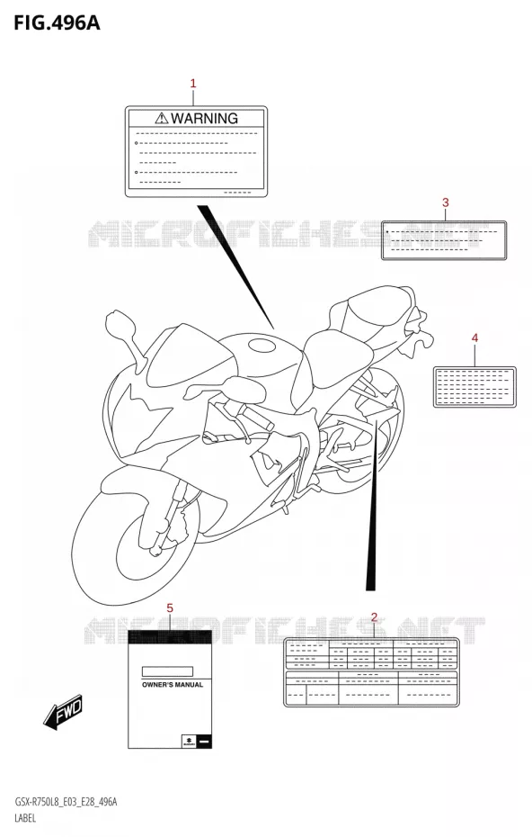 ETIQUETTE (GSX-R750:L8:E03) Suzuki MOTO 750 GSX-R 2018  GSX-R750 L8 (E03,E28,E33)