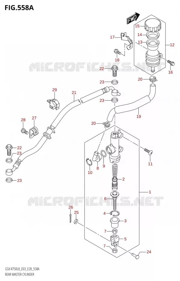 MAITRE CYLINDRE DE FREIN ARRIERE Suzuki MOTO 750 GSX-R 2018  GSX-R750 L8 (E03,E28,E33)