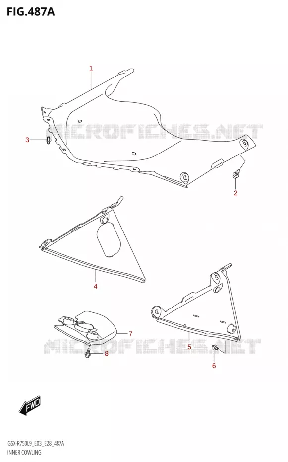 CARENAGES INTERIEURS Suzuki MOTO 750 GSX-R 2019  GSX-R750 L9 (E03,E28,E33)