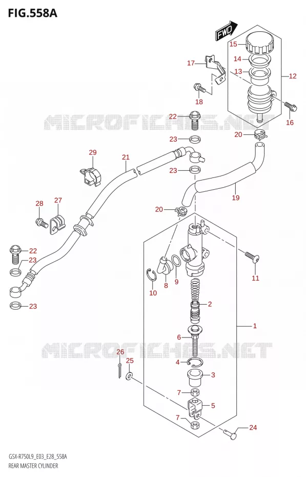 MAITRE CYLINDRE DE FREIN ARRIERE Suzuki MOTO 750 GSX-R 2019  GSX-R750 L9 (E03,E28,E33)
