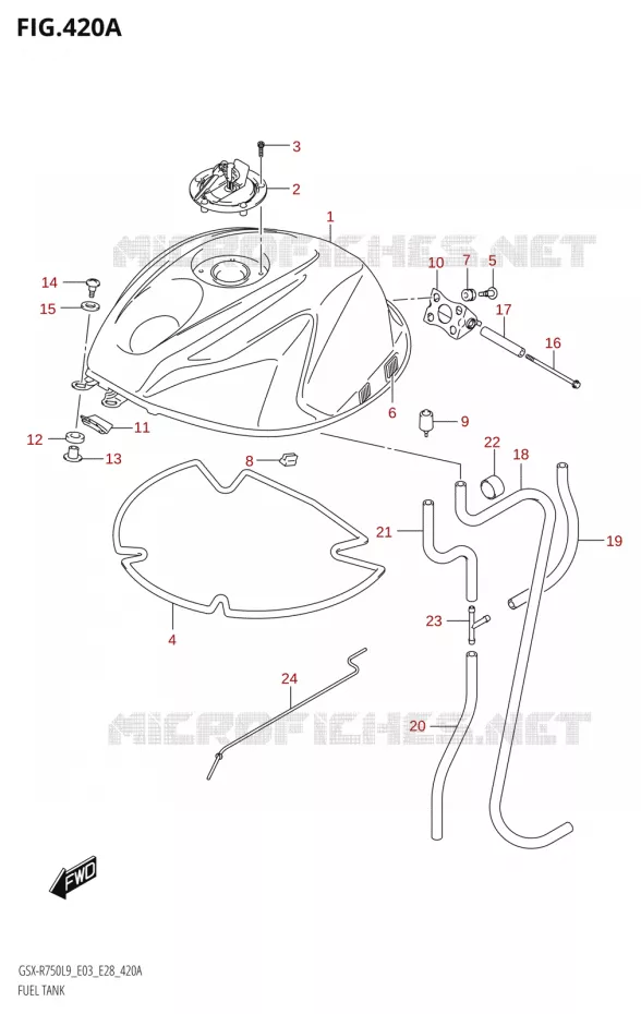 RESERVOIR D'ESSENCE (GSX-R750:L9:E03) Suzuki MOTO 750 GSX-R 2019  GSX-R750 L9 (E03,E28,E33)