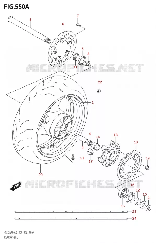 ROUE ARRIERE Suzuki MOTO 750 GSX-R 2019  GSX-R750 L9 (E03,E28,E33)