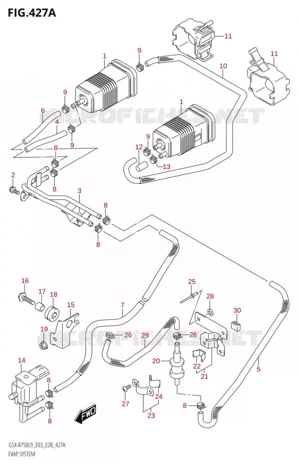 SYSTÈME DE RECYCLAGE VAPEURS CARBURANT (GSX-R750:L9:E33) Suzuki MOTO 750 GSX-R 2019  GSX-R750 L9 (E03,E28,E33)