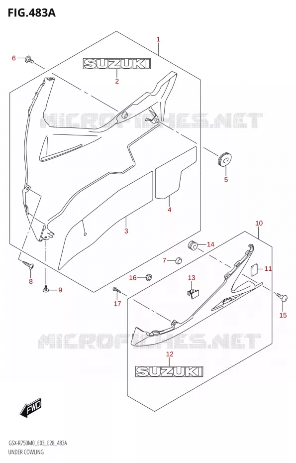CARENAGES INFERIEUR (FLANCS) Suzuki MOTO 750 GSX-R 2020  GSX-R750 M0 (E03,E28,E33)