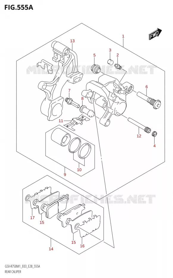 ETRIER DE FREIN ARRIERE Suzuki MOTO 750 GSX-R 2021  GSX-R750 M1 (E03,E28,E33)