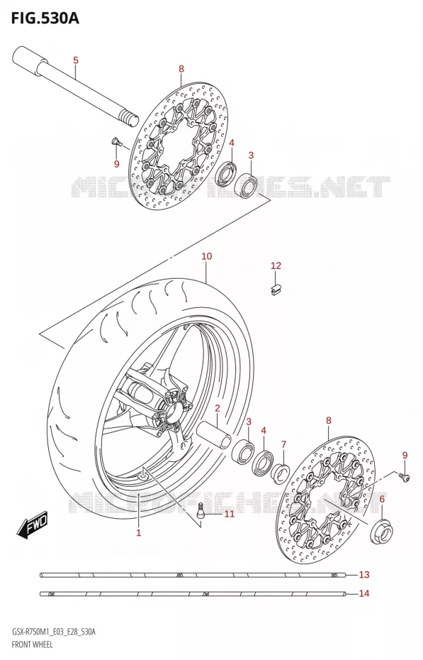 ROUE AVANT (GSX-R750Z) Suzuki MOTO 750 GSX-R 2021  GSX-R750 M1 (E03,E28,E33)