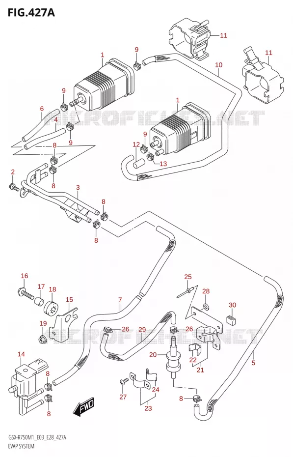 SYSTÈME DE RECYCLAGE VAPEURS CARBURANT (E33) Suzuki MOTO 750 GSX-R 2021  GSX-R750 M1 (E03,E28,E33)