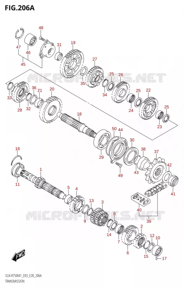TRANSMISSION Suzuki MOTO 750 GSX-R 2021  GSX-R750 M1 (E03,E28,E33)