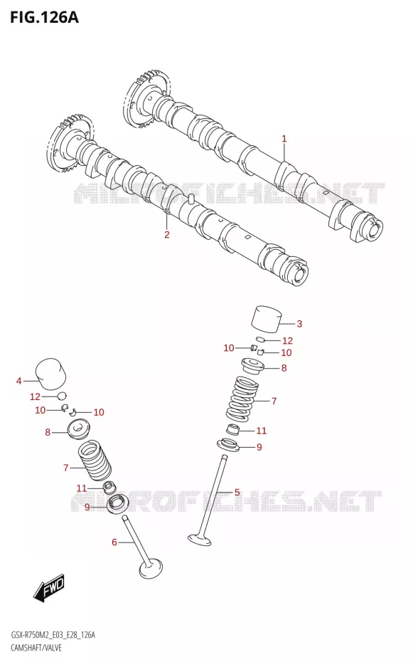 ARBRE A CAMES - SOUPAPES Suzuki MOTO 750 GSX-R 2022  GSX-R750 M2 (E03,E28,E33)