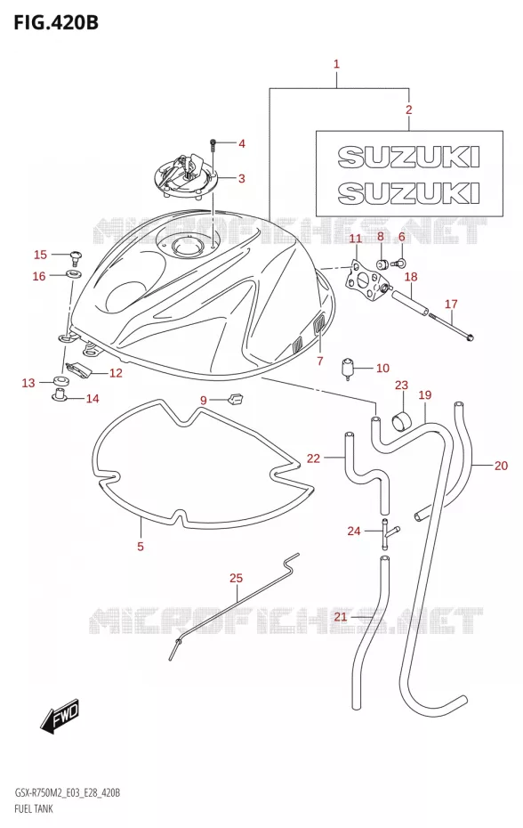 RESERVOIR D'ESSENCE (GSX-R750Z:(E03,E28)) Suzuki MOTO 750 GSX-R 2022  GSX-R750 M2 (E03,E28,E33)