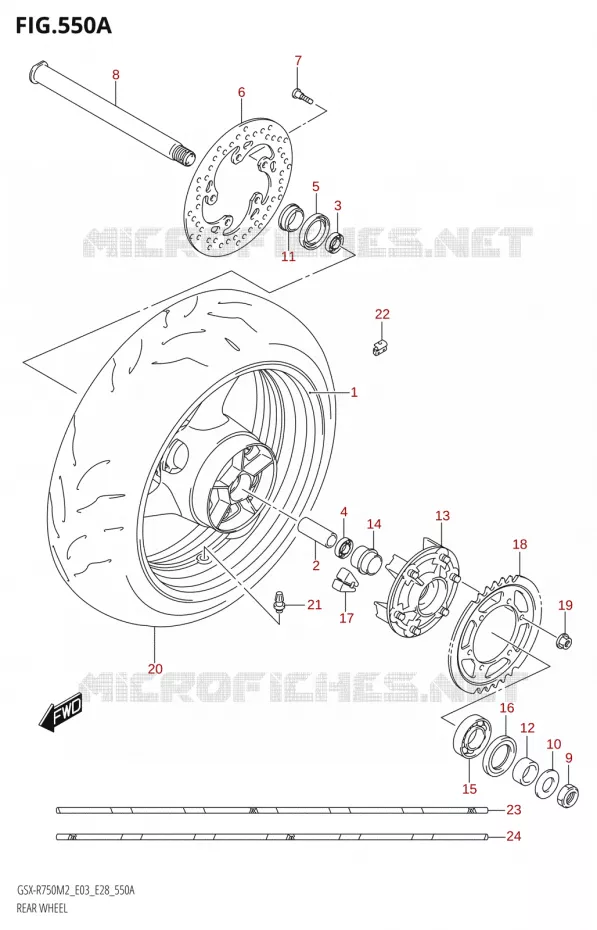 ROUE ARRIERE (GSX-R750Z:(E03,E28,E33)) Suzuki MOTO 750 GSX-R 2022  GSX-R750 M2 (E03,E28,E33)