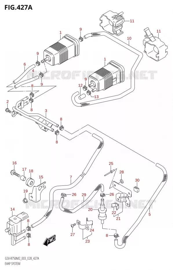 SYSTÈME DE RECYCLAGE VAPEURS CARBURANT (E33) Suzuki MOTO 750 GSX-R 2022  GSX-R750 M2 (E03,E28,E33)