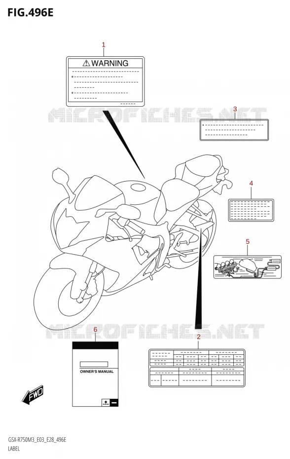 ETIQUETTE (E33) Suzuki MOTO 750 GSX-R 2023  GSX-R750 M3 (E03,E28,E33)