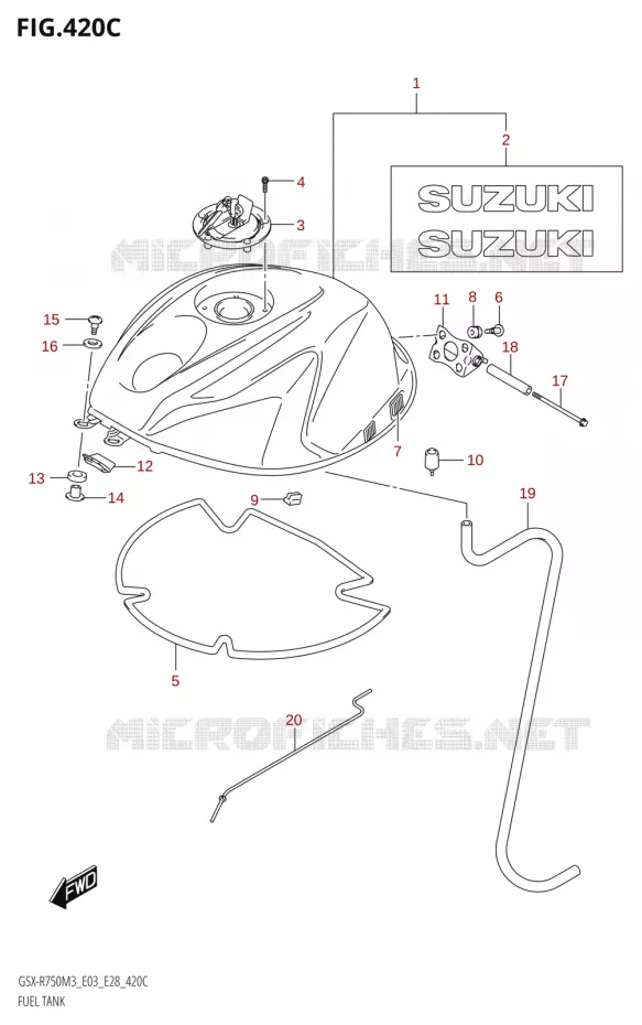 RESERVOIR D'ESSENCE (GSX-R750:E33) Suzuki MOTO 750 GSX-R 2023  GSX-R750 M3 (E03,E28,E33)