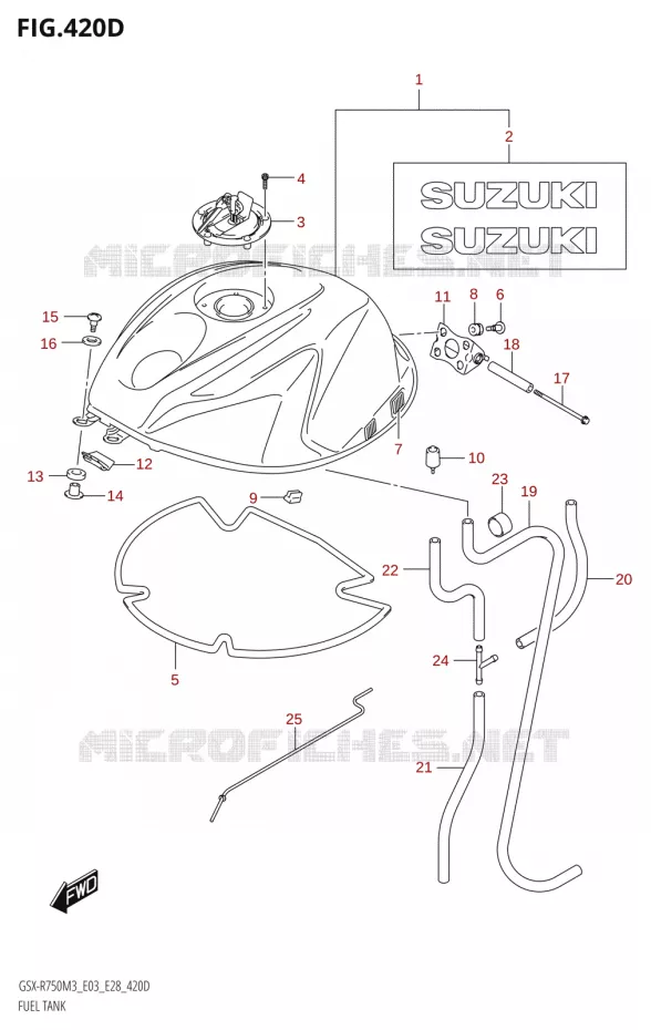 RESERVOIR D'ESSENCE (GSX-R750Z:E03,E28) Suzuki MOTO 750 GSX-R 2023  GSX-R750 M3 (E03,E28,E33)
