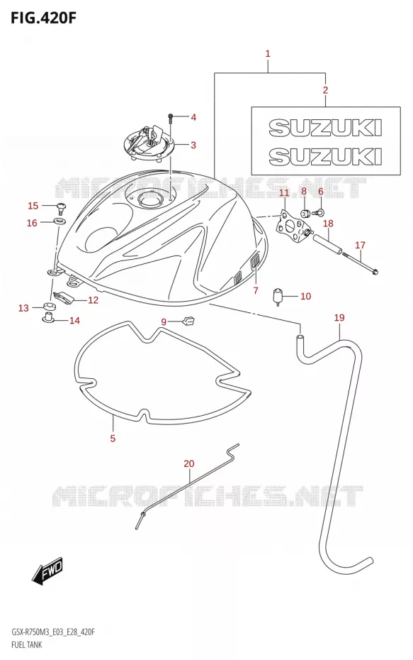 RESERVOIR D'ESSENCE (GSX-R750Z:E33) Suzuki MOTO 750 GSX-R 2023  GSX-R750 M3 (E03,E28,E33)