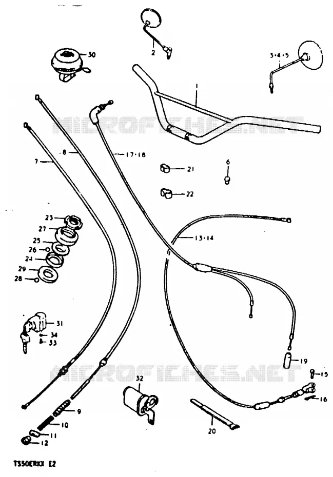 GUIDON - CABLES Suzuki MOTO 50 TS-ER 1981  TS50ERKX(T/X)