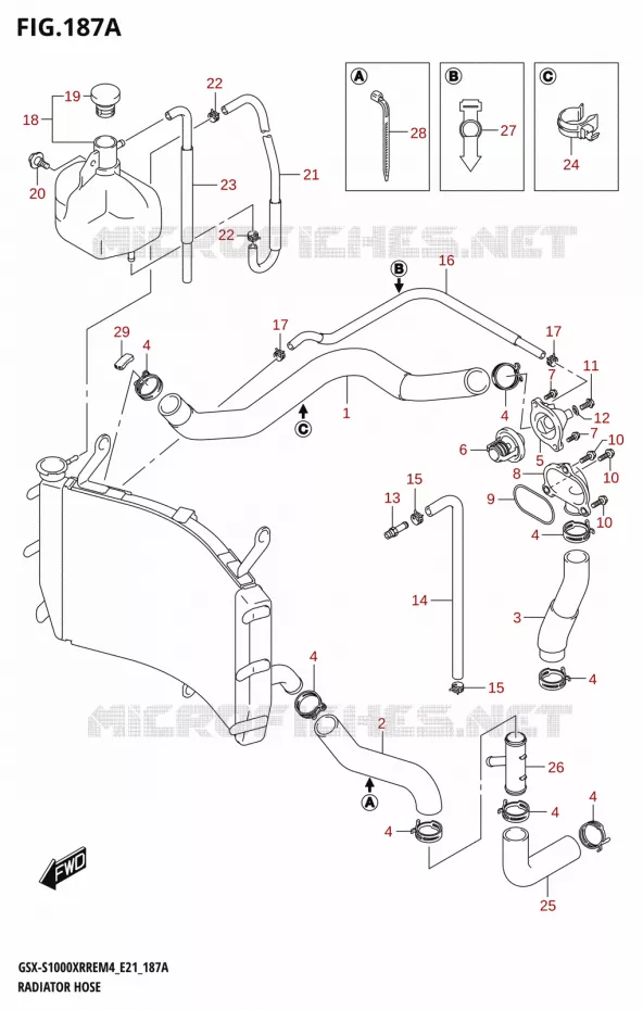 DURITES DE RADIATEUR - VASE D'EXPANSION Suzuki MOTO 1000 GSX-S 2024  GSX-S1000XRRE M4 (E21)