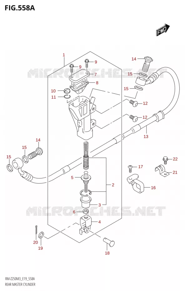 MAITRE CYLINDRE DE FREIN ARRIERE Suzuki MOTO 250 RM-Z 2023  RM-Z250 M3 (E19)
