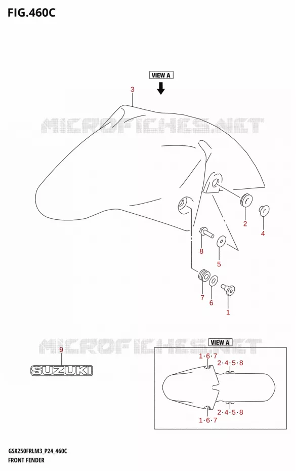 GARDE BOUE AVANT (GSX250FRLX) Suzuki MOTO 250 GSX-R 2023  GSX250FRLX / GSX250FRL M3 (P24)