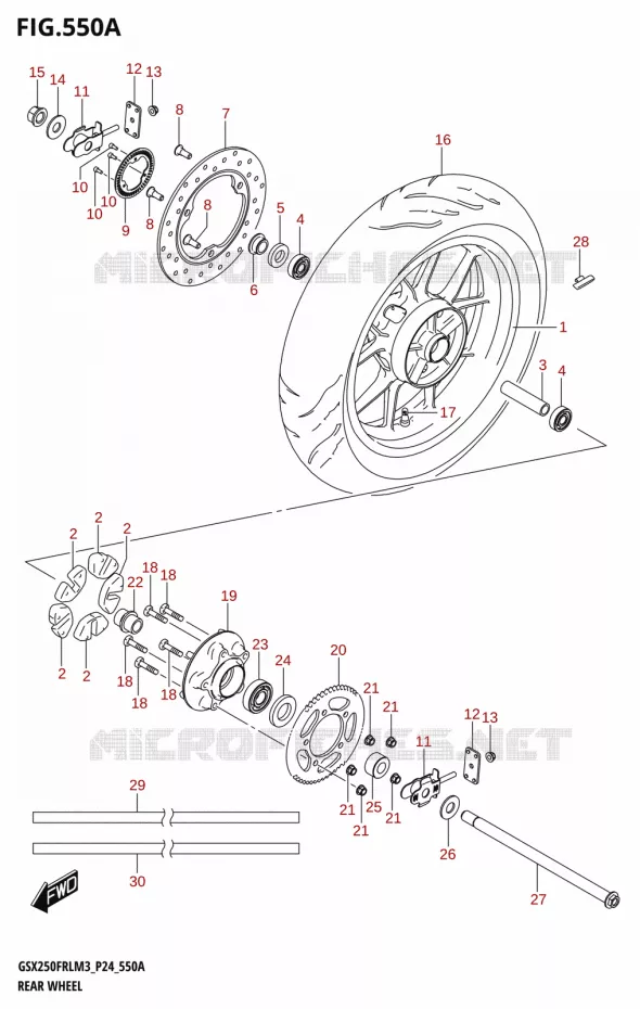 ROUE ARRIERE (GSX250FRL) Suzuki MOTO 250 GSX-R 2023  GSX250FRLX / GSX250FRL M3 (P24)