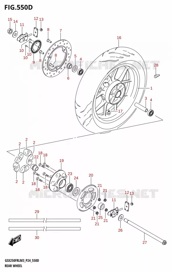ROUE ARRIERE (GSX250FRLX) Suzuki MOTO 250 GSX-R 2023  GSX250FRLX / GSX250FRL M3 (P24)
