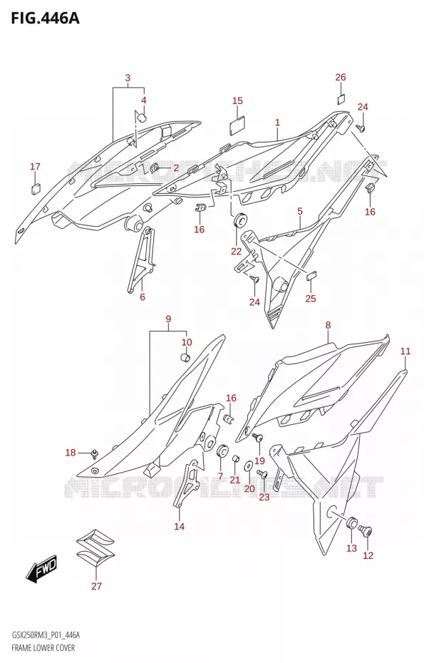 CARENAGES INFERIEURS (GSX250RRLJ:M3:P01) Suzuki MOTO 250 GSX-R 2023  GSX250RRLJ M3 (P01)