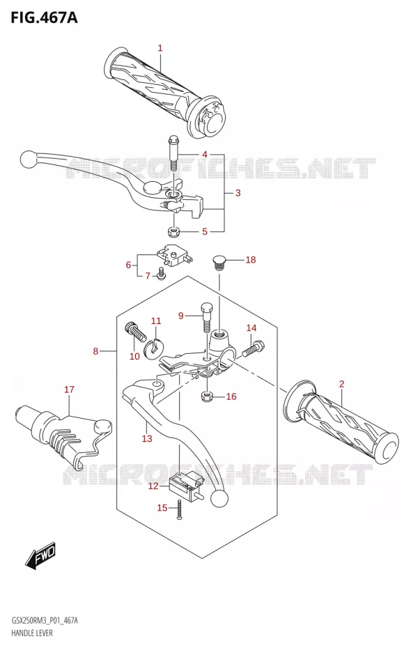 LEVIERS - POIGNEES Suzuki MOTO 250 GSX-R 2023  GSX250RRLJ M3 (P01)