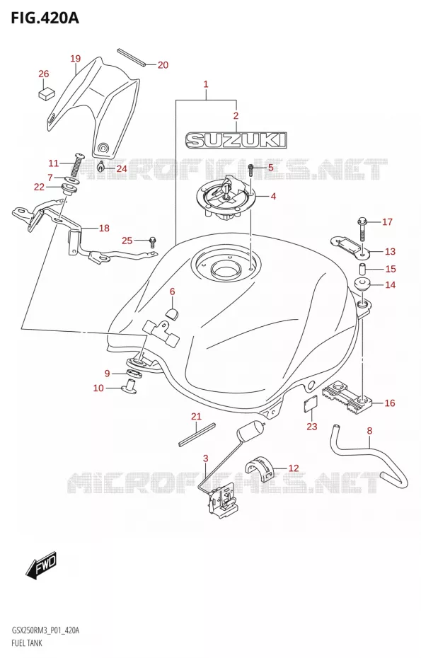 RESERVOIR D'ESSENCE (GSX250RRLJ:M3:P01) Suzuki MOTO 250 GSX-R 2023  GSX250RRLJ M3 (P01)