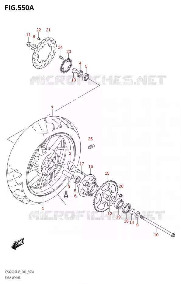ROUE ARRIERE (GSX250RRLJ:M3:P01) Suzuki MOTO 250 GSX-R 2023  GSX250RRLJ M3 (P01)