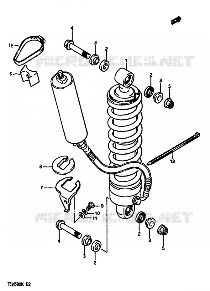 AMORTISSEUR ARRIERE (MODELE E/G/H/J) Suzuki MOTO 250 TS-X 1984  TS250XE(E/G/H/J/K)