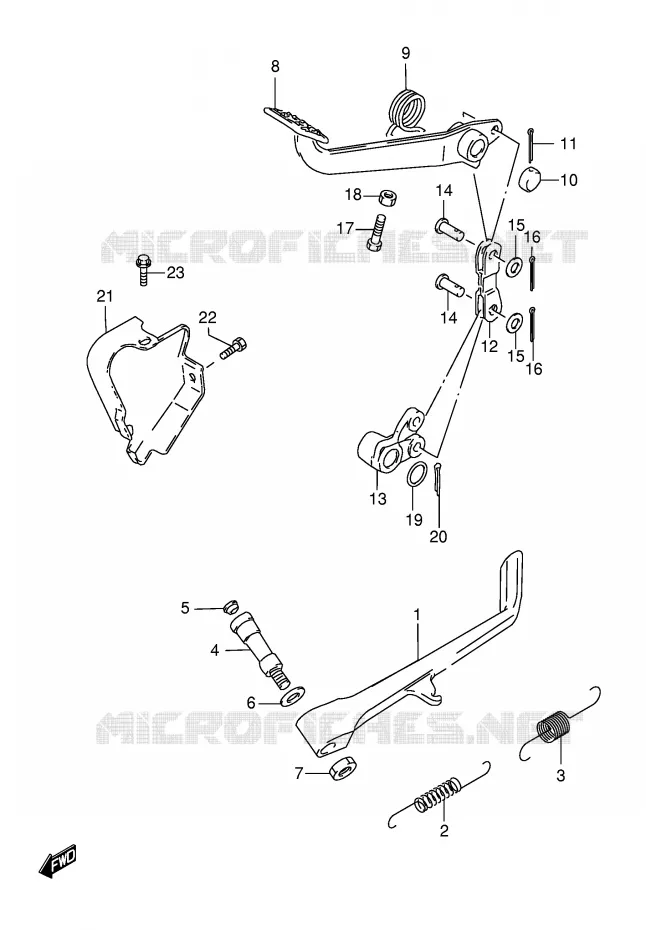 BEQUILLE LATERALE - PEDALE DE FREIN ARRIERE Suzuki MOTO 800 INTRUDER 2003  VS800GLK3(E22)