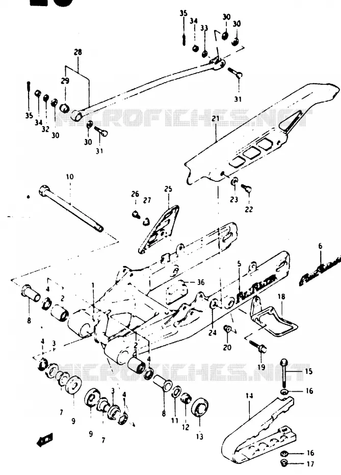 BRAS OSCILLANT ARRIERE Suzuki MOTO 125 TS-X 1984  TS125XE(E/F/G)