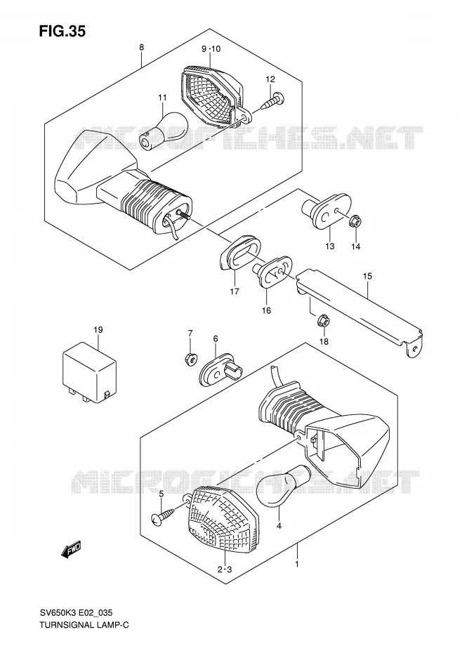CLIGNOTANTS (NOTE) Suzuki MOTO 650 SV 2003  SV650K3(E2)