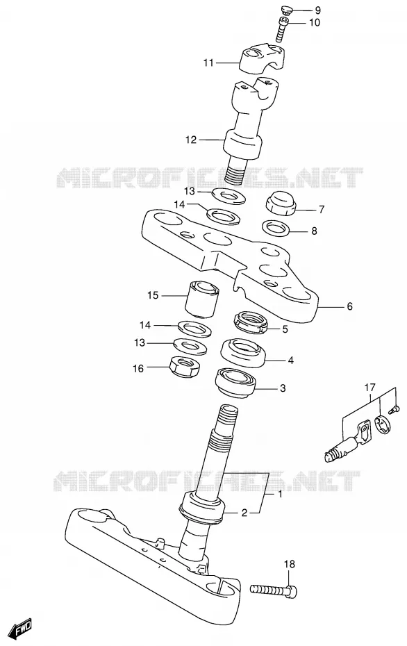 COLONNE DE DIRECTION (MODELE W/X) Suzuki MOTO 800 INTRUDER 2000  VS800GLY(E2)