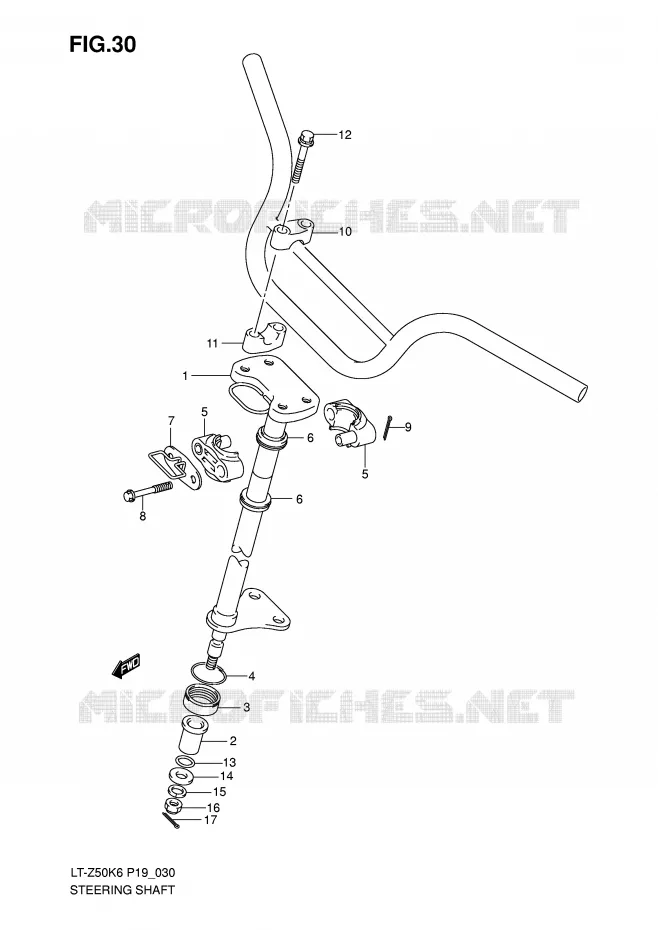 COLONNE DE DIRECTION Suzuki QUAD 50 QUADSPORT 2008  LT-Z50K8(P19)