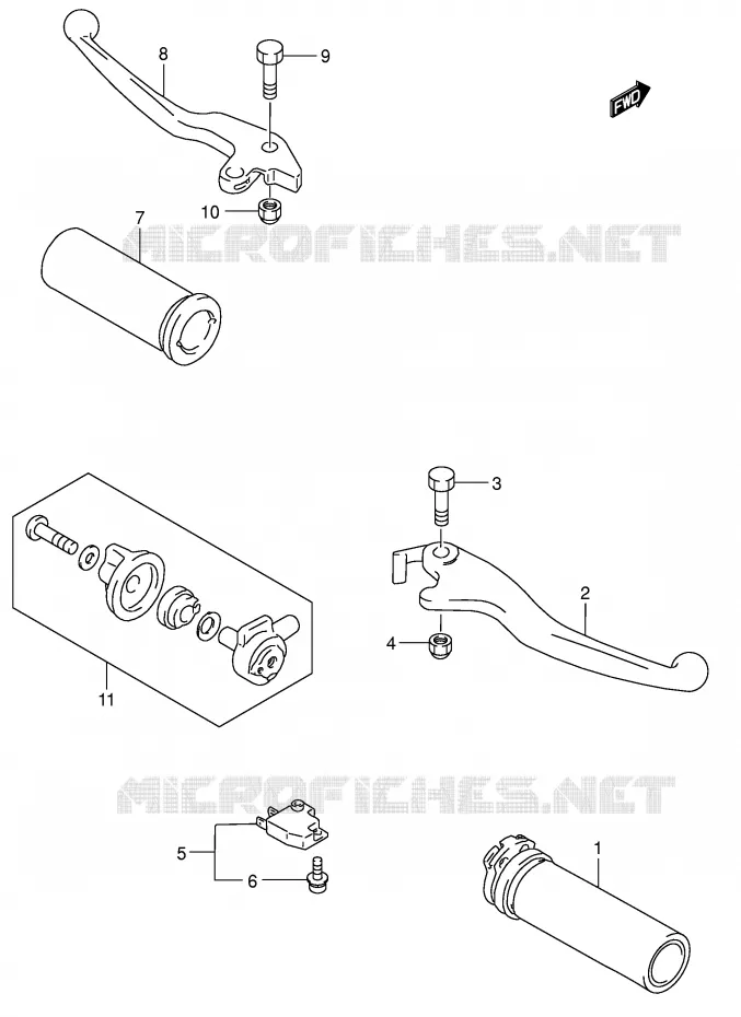 ENSEMBLE LEVIERS - POIGNEES Suzuki MOTO 1400 INTRUDER 2007  VS1400K7(E3/E28)