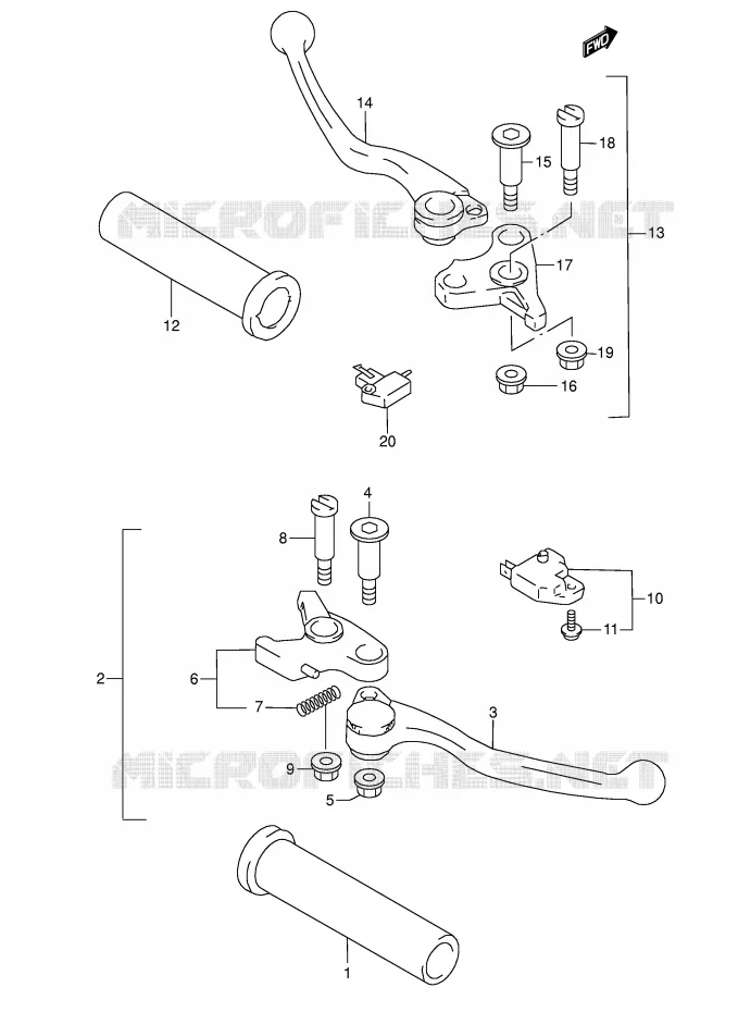 ENSEMBLE LEVIERS - POIGNEES Suzuki MOTO 1500 INTRUDER 2014  VL1500K3(E2)