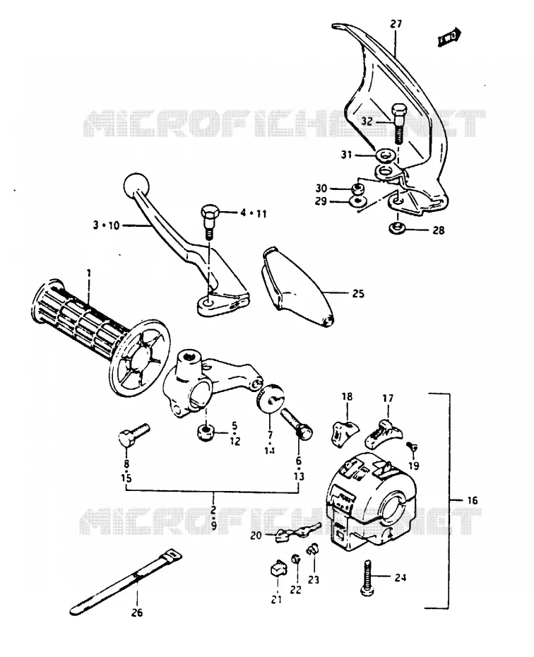 ENSEMBLE POIGNEE GAUCHE Suzuki MOTO 125 TS-X 1984  TS125XUE(E/F/G)