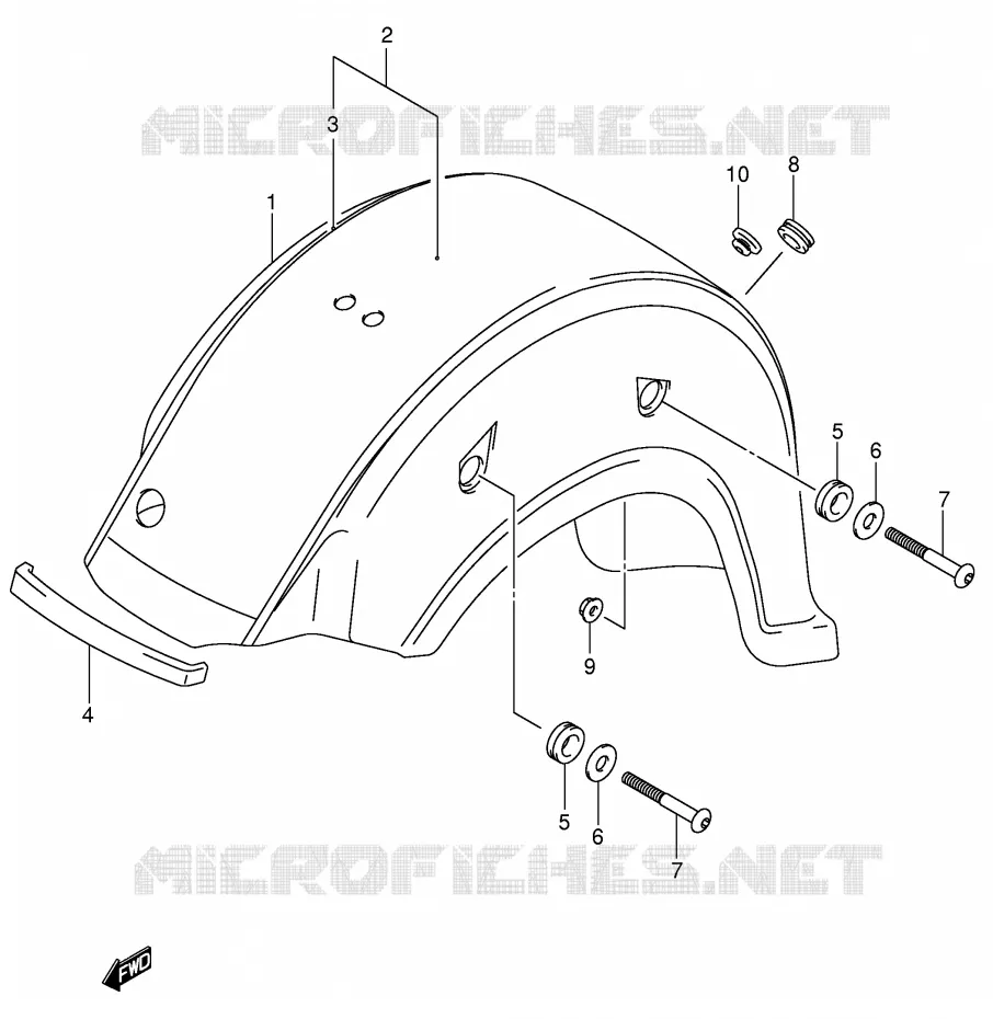 GARDE BOUE ARRIERE (MODELE K1) Suzuki MOTO 800 VOLUSIA 2004  VL800K4(E2)
