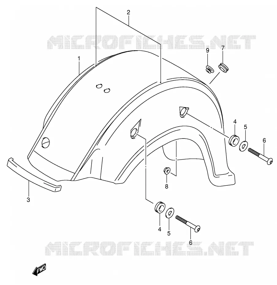 GARDE BOUE ARRIERE (MODELE K3) Suzuki MOTO 800 VOLUSIA 2003  VL800K3(E2)