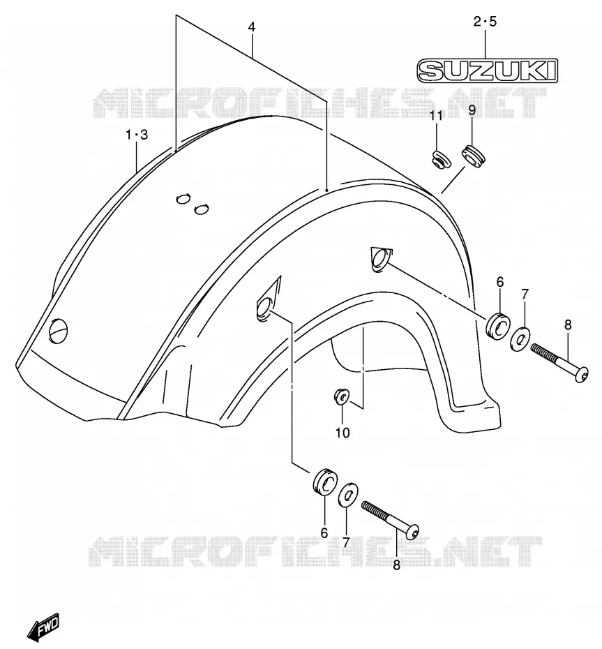 GARDE BOUE ARRIERE (MODELE K5) Suzuki MOTO 800 VOLUSIA 2003  VL800ZK3(E2)