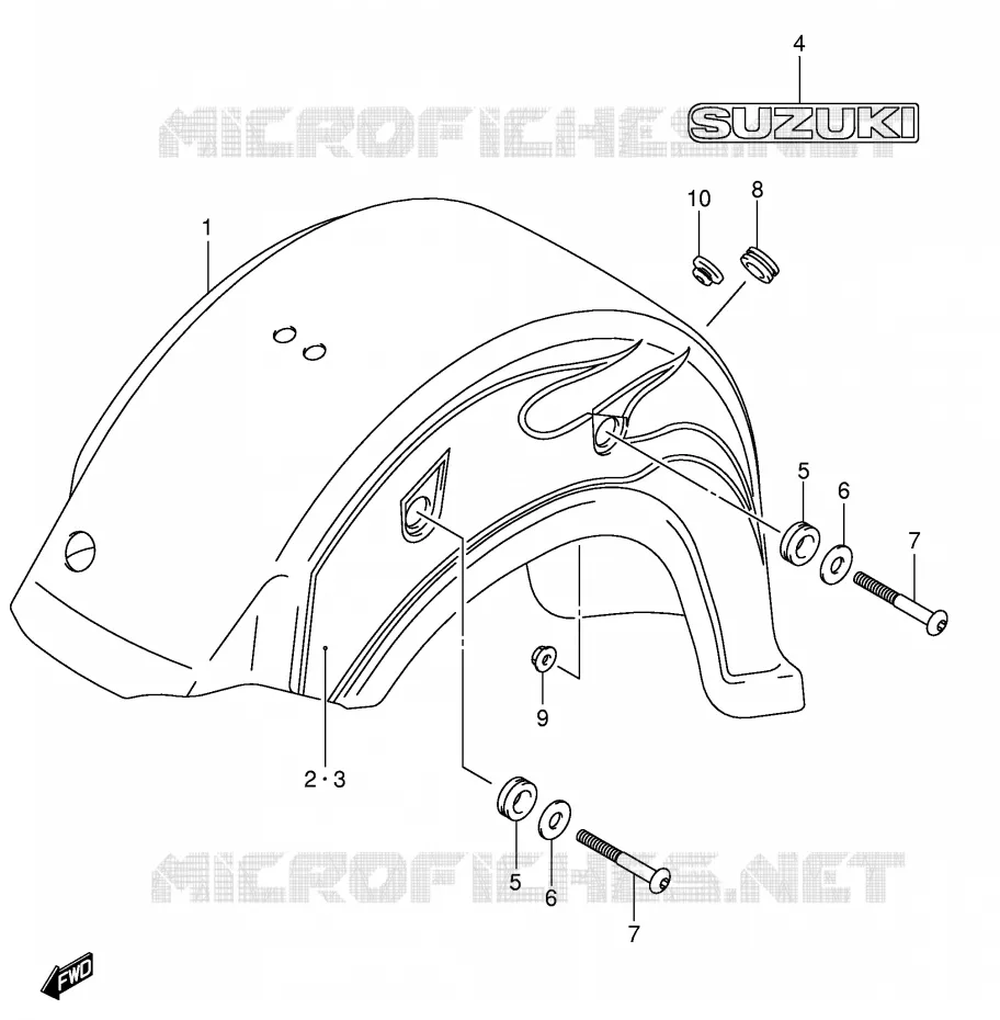 GARDE BOUE ARRIERE (VL800ZK4/ZK5) Suzuki MOTO 800 VOLUSIA 2003  VL800ZK3(E2)