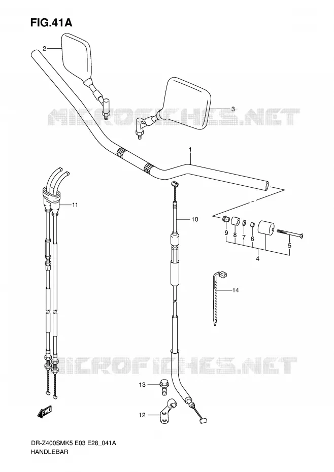 GUIDON (MODEL K7/K8/K9) Suzuki MOTO 400 DR-Z 2005  DR-Z400SMK5(E3/E28)