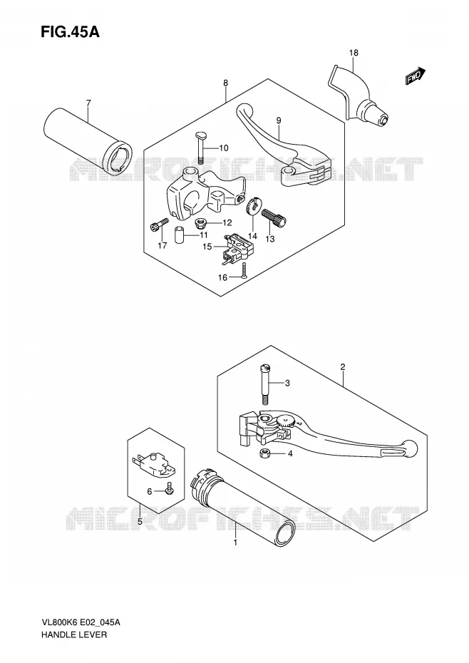 LEVIERS - POIGNEES (MODEL K7/K8/K9/L0) Suzuki MOTO 800 VOLUSIA 2006  VL800UEK6(E2)