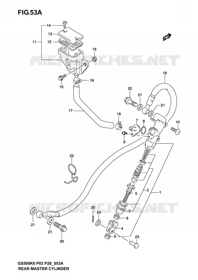 MAITRE CYLINDRE ARRIERE (MODELE K4/K5/K6) Suzuki MOTO 500 GS-F 2004  GS500FK4(P3)