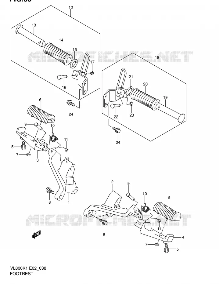 REPOSE PIED (MODELE K1/K2/K3/K4) Suzuki MOTO 800 VOLUSIA 2001  VL800K1(E2)