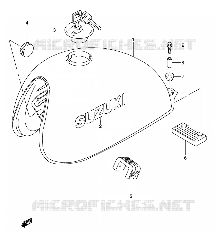 RESERVOIR D'ESSENCE (MODELE K1) Suzuki MOTO 250 TU 2000  TU250XY(E2)